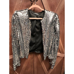 Women's SHEIN Silver Sequin Jacket Size XL (US 12)